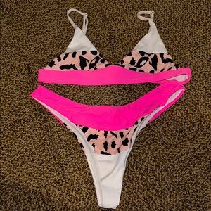 SHEIN Pink and Leopard Bikini Set